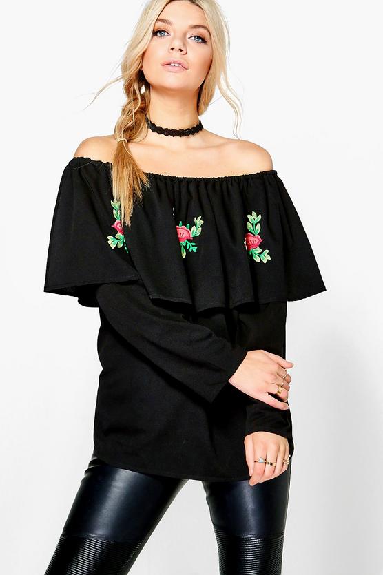 Eliza Embroidered Off The Shoulder Top